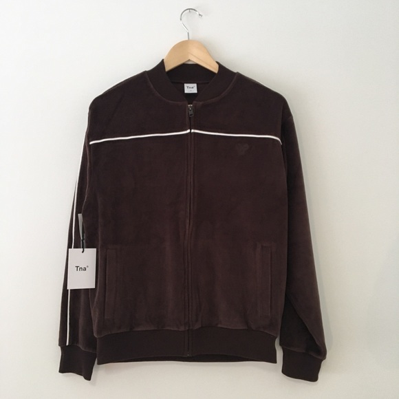NWT TNA Aritzia Velour Zip-up Track Jacket Brown Size XS - Picture 1 of 6